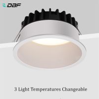 [DBF]2022 Frameless 3 Light Temperature Anti Glare Recessed Downlight 7W 10W 12W 15W Round LED Ceiling Spot Light Pic Background