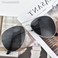 □♨ Black Pilot Sunglasses Men Silver Oversized Metal Luxury Brand Eyewear Female Big Shades Driving Glasses Reflective Lens