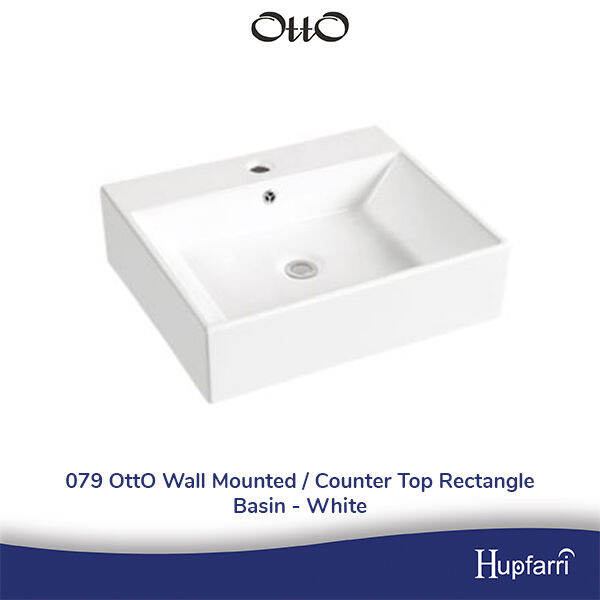 079 OttO White Wall Mounted / Counter Top Rectangle Basin By Hupfarri