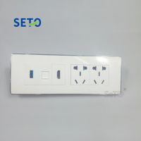 SeTo 118 Type Double Five Hole Power Socket + HDMI + RJ45 Cat5e Network Ethernet + 3.0 USB Outlet Wall Plate Keystone Faceplate