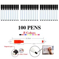 ปากกาไวท์บอร์ด100ปากกาเขียนปากกาลบแห้งสีน้ำ8สีอุปกรณ์การเขียนปากกาไวท์บอร์ดแม่เหล็กขายส่ง
