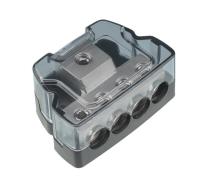 Ground Distribution Block 1 X 0GA In/ 4 X 4GA Out Nickle Plated Internal Material Heat Resistant Housing