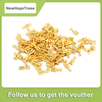 NewHopeTreee 100 pcs 6.3mm GOLD brass ลำโพงรถยนต์หญิง Spade Terminal Wire CONNECTOR