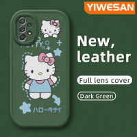 YIWESAN เคสปลอกสำหรับ Samsung A52s 5G A52 4G A52 5G ลายการ์ตูนน่ารักเฮลโลคิตตี้แฟชั่นลายดีไซน์ใหม่เคสโทรศัพท์หนังซิลิโคนนิ่มเคสกันกระแทกฝาครอบเลนส์เต็มตัวเคสป้องกันกล้อง