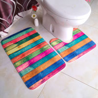 Bathroom Set 2 Pieces Marbling Non-Slip Pedestal Rug Toilet Lid Cover Bath Mats 3D Stone Print Bath Decoration rug bathroom