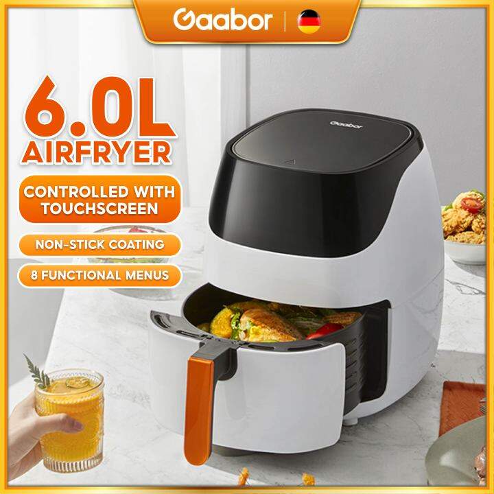 Gaabor Air Fryer, 6L nonstick, touch screen with 8 functional menus and ...