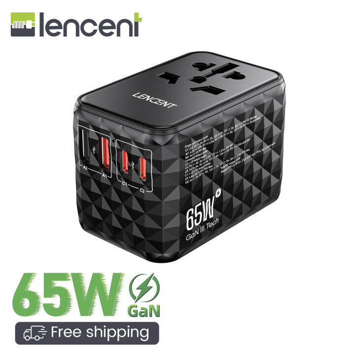 LENCENT GaN 65W Universal Travel Adapter International Fast Charger 2