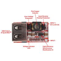 【Online】 Advanced Instrument 1ชิ้นอุปกรณ์ชาร์จไฟกระแสตรง12V/24V ถึง5V 3A 6-24V อุปกรณ์ชาร์จ USB แบบกดลงโมดูลพลังงานเครื่องแปลงไฟปรับได้ DC-DC