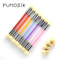 Nail Art Gel Polish Double-ended Color Gradient Brush With Sponge Heads Glitter Powder Picking Dotting Manicure Painting Tools Artist Brushes Tools