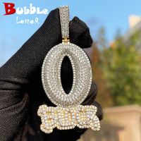 Bubble Letter Iced Out O Block Pendant Real Gold Plated Cubic Zirconia Micro Pave Hip Hop Jewelry Fashion Chain Necklaces