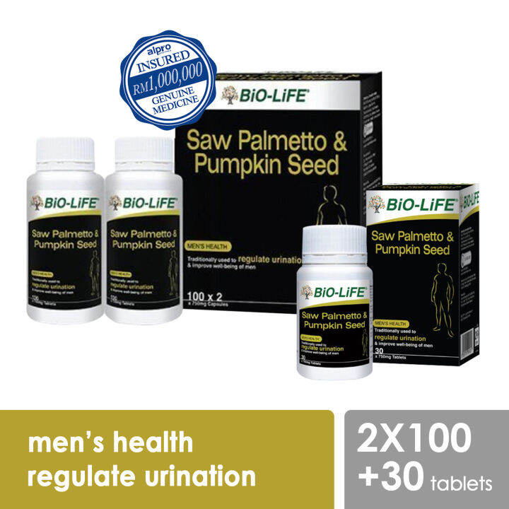 BioLife Saw Palmetto & Pumpkin Seed 2 x100s + 30s (regulate urination