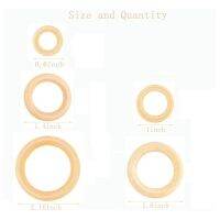 240Pcs Natural Wood Rings Set, Unfinished Macrame Wooden Ring, Wood Circles for DIY Craft, Ring Pendant Jewelry Making