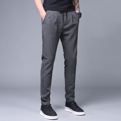 Summer mens pants thin ice silk pants casual sports breathable pants business male classic full length trousers large size 5XL