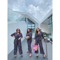 Varaphorn Varinna Plus Size Set เสื้อเชิ้ต+กางเกงลายริ้วสีดำ