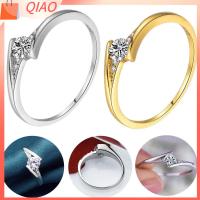 QIAO ขนาด 5-10 ผู้หญิง คลาสสิก ทอง andamp; เงิน หมั้น แหวนผู้หญิง เครื่องประดับ แหวนแต่งงานเพชร