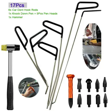 Car Tool Nylon Strap S Hook Paintless Dent Repair Hail Removal Kit Rods 