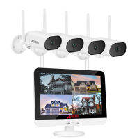 3MP Wireless Security ระบบกล้อง13นิ้วจอมอนิเตอร์,4CH NVR + 4Pcs 3MP HD WiFi กล้องวงจรปิดพร้อมการมองเห็นได้ในเวลากลางคืน,IP66กันน้ำ,Motion Detection,มีไมโครโฟนในตัว,ไม่มีฮาร์ดไดรฟ์