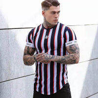 Sik Silk 2021 Summer Mens New Casual T-Shirt Fashion Striped Tide Brand Hip-Hop Short-Sleeved Street Clothing Sports Slim Tops