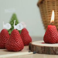 1PC/4PCS Strawberry Candles Mini Aromatic Candles Soy Wax Scented Candle for Home Bedroom Wedding Party Xmas Gifts Decoration