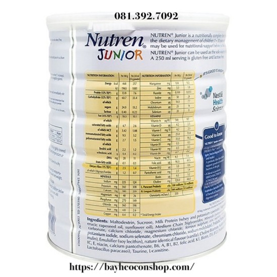 Date 2023 sữa bột nutren junior 850g dành cho trẻ suy dinh dưỡng mẫu mới - ảnh sản phẩm 6