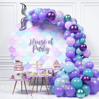 1Set Mermaid Tail Balloon Garland Arch Kit Ocean Blue Theme Birthday Party Decorations Under The Sea Shell Purple Metal Ballons