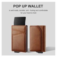 Airtag leather RFID security magnetic brush wallet man purse aluminum alloy aluminum box card package --A0509