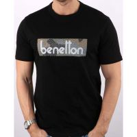 เสื้อยืดคอกลม แขนสั้น ผ้าฝ้าย พิมพ์ลายโลโก้ Benetton Clasic Camo แฟชั่นฤดูร้อน  Q9P8