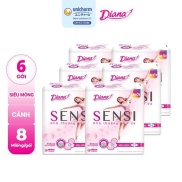 Combo 6 gói Băng vệ sinh Diana Sensi siêu mỏng có cánh 8 miếng