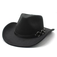 Vintage Western Cowboy Hat With Felt Bowler Fedora Men Female Solid Color Wide Brim Jazz Cap Four Seasons Cowgirl Cap Sombreros