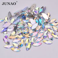 JUNAO 100pcs 5x10mm 7x15mm Rhinestone Flat Back Strass Appliques Jewelry Decoration Accessories