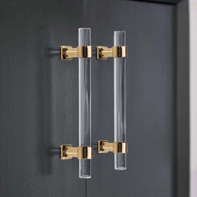 ❀ Acrylic Long Cabinet Door Handle Modern Minimalist Golden Transparent Crystal Cabinet Drawer Wardrobe Light Luxury Door Handles