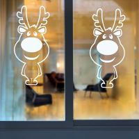 Xmas Wall Stickers Big Nose Reindeer Shop Window Glass Decor Merry Christmas Decorations For Home Festival Vinyl Mural Decals