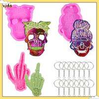 VJDA จี้ DIY ผู้หญิง ผู้ชาย มือโครงกระดูก แม่พิมพ์เรซิ่นพวงกุญแจกะโหลก หัวกะโหลก แม่พิมพ์ซิลิโคน