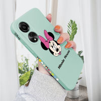 เคสโทรศัพท์สำหรับ OPPO A78 4G ใหม่เคสโทรศัพท์ดีไซน์ด้านข้างดีไซน์มิกกี้เมาส์การ์ตูน Minie รูปแบบขอบสี่เหลี่ยมของเหลวปลอกซิลิโคนคลุมทั้งหมดเคสป้องกันทนแรงกระแทกกล้อง