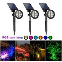 ♦☼ Outdoor Solar Lighting Waterproof 7 LEDs RGB Ground Spotlights Security Solar Light Outdoor Color Changing Light For Garden Yard