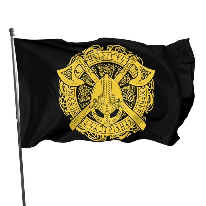 ธงค้อนของธอร์ไวกิ้งเข็มทิศรูนขนาดแบนเนอร์ไวกิ้งโลโก้รูปแบบธง-diy-ที่กำหนดเอง