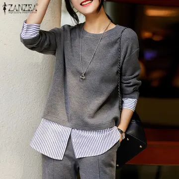 Shop Xiaozhainv Lapel Striped Pullover Sweater Loose Polo Collar