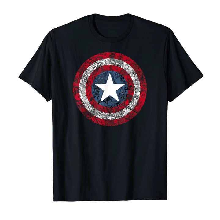 Áo thun cotton unisex in hình Marvel Captain America Avengers Shield  Comic-9174 