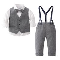 [COD] Wholesale childrens one generation spring and autumn British three-piece clothes baby belt jacket boy suit