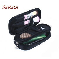 【cw】Portable small Makeup Bag Double CosmeticBrush Bag with Mirror TravelTrain Kit Organizer Professional Purse Makeup Pouch ！