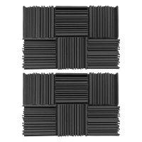 12 Pcs Acoustic Studio Absorption Foam Panel Broadband Sound Absorber Periodic Groove Structure