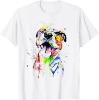 Colorful Pit-bull Terrier Dog Love-r Dad Mom, Boy Girl Funny T-Shirt Men Funky Printing Tops Shirts Cotton T Shirt Europe