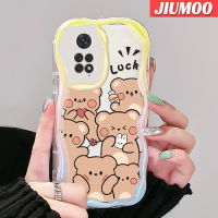 JIUMOO เคสสำหรับ Xiaomi MI Redmi Note 11 11S Poco M4 Pro 4G เคสเนื้อครีมลายหมีน่ารักปลอกนิ่มกันกระแทกเคสโทรศัพท์โปร่งใสเจลซิลิกาแบบใสป้องกันการตกหล่นฝาครอบป้องกันเลนส์กล้องถ่ายรูป