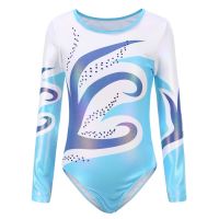 Children Girls Diamante Long Sleeve Ballet Practice Dance Wear Gymnastics New