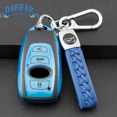 dfthrghd For Subaru XV BRZ Forester Legacy Outback Leather TPU Car Smart Key Cover Case Shell Holder Protector Keychain Accessories