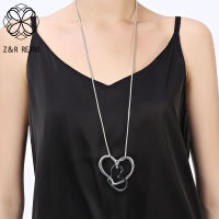 Trend Double Love Heart Long Chains Necklace Goth Pendants for Women Vintage Suspension Jewelry Collar Unusual Thing Accessories