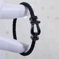 2023 New FRED Black Samurai Bracelet Male Ins Gold Horseshoe Buckle Half Drill Big Head Hand Rope Nylon Leather Original Lettering