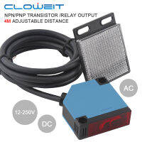 Cloweit DC24V AC250V รีเลย์เอาต์พุต4M R สะท้อนแสง Photo Electric Proximity Sensor Switch 12-250V NPNPNP ทรานซิสเตอร์รีเลย์