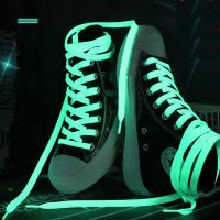 1คู่ Candy สี Luminous Shoelaces รองเท้าผ้าใบแบนผ้าใบรองเท้า Laces Glow In The Dark Night เรืองแสงเชือกผูกรองเท้า100ซม.