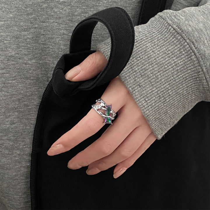 lahde-แหวนเพทายแบบวงเปิดหนามสำหรับผู้หญิงและเด็กผู้หญิงแฟชั่นใหม่